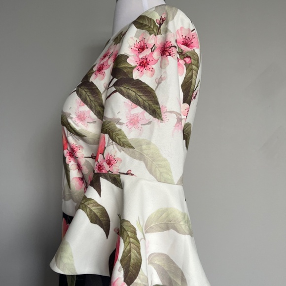 Ted Baker Areea Peach Blossom Leaves Sheath Pencil Cocktail Sheath Dress Small - Picture 11 of 16